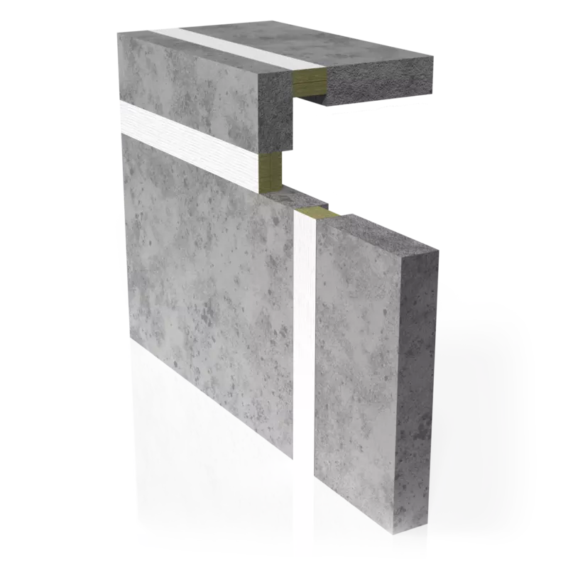 System Flammotect Joint Seal used for fire sealing joints between structural wall and floor parts.